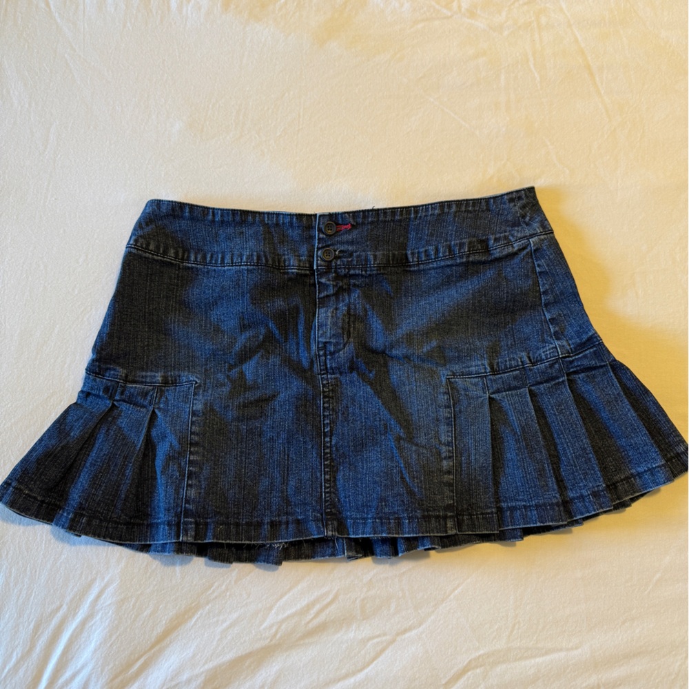 Vintage 90s Tommy Hilfiger Denim Pleated Mini Skirt